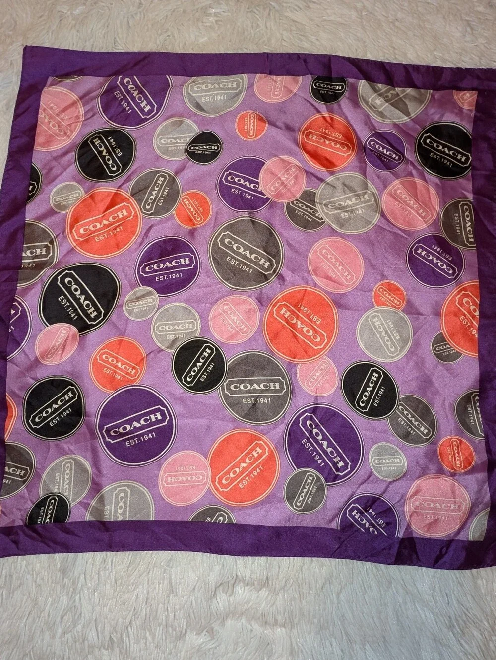 COACH Snaphead Logo Print Silk Scarf 21