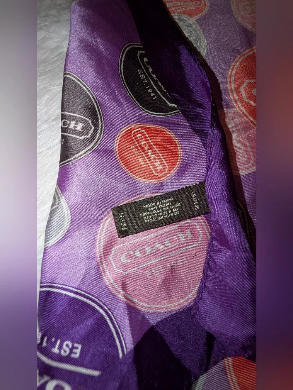 COACH Snaphead Logo Print Silk Scarf 21