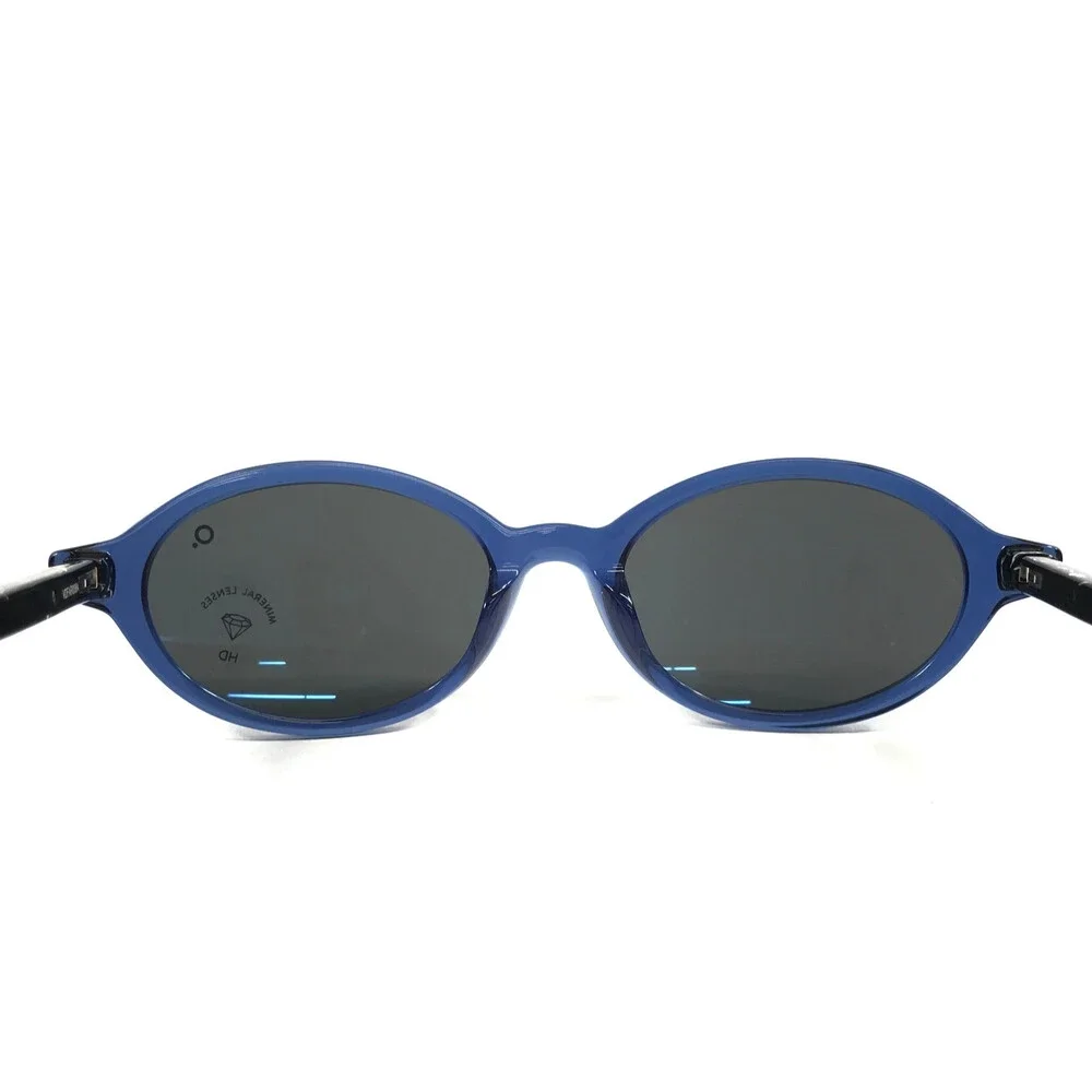 Etnia Barcelona Sunglasses DELOS BL Shiny Blue Oval Frames with Dark Gray Lenses