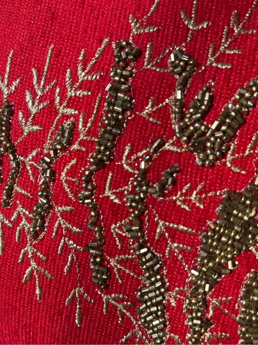 Pottery Barn Red & Cream Reindeer Holiday Throw Pillow