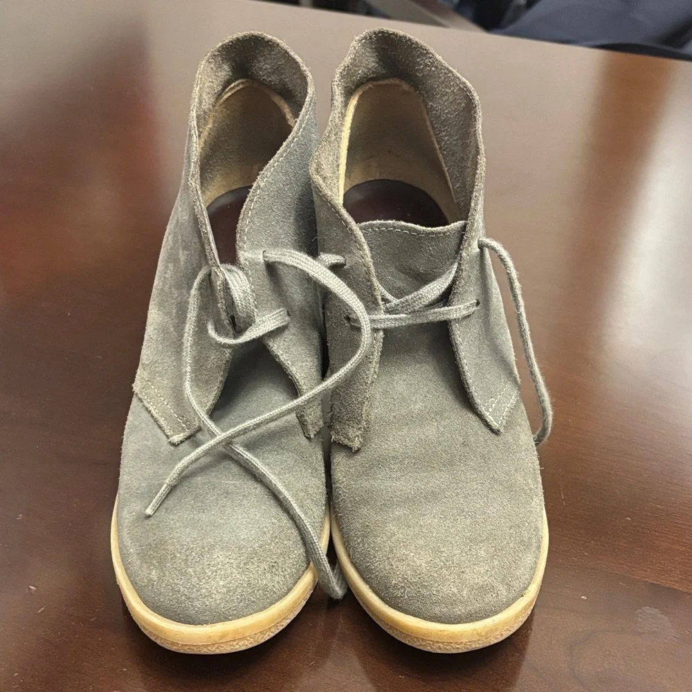 Jcrew Grey Suede Women's Wedge Booties Sz 8