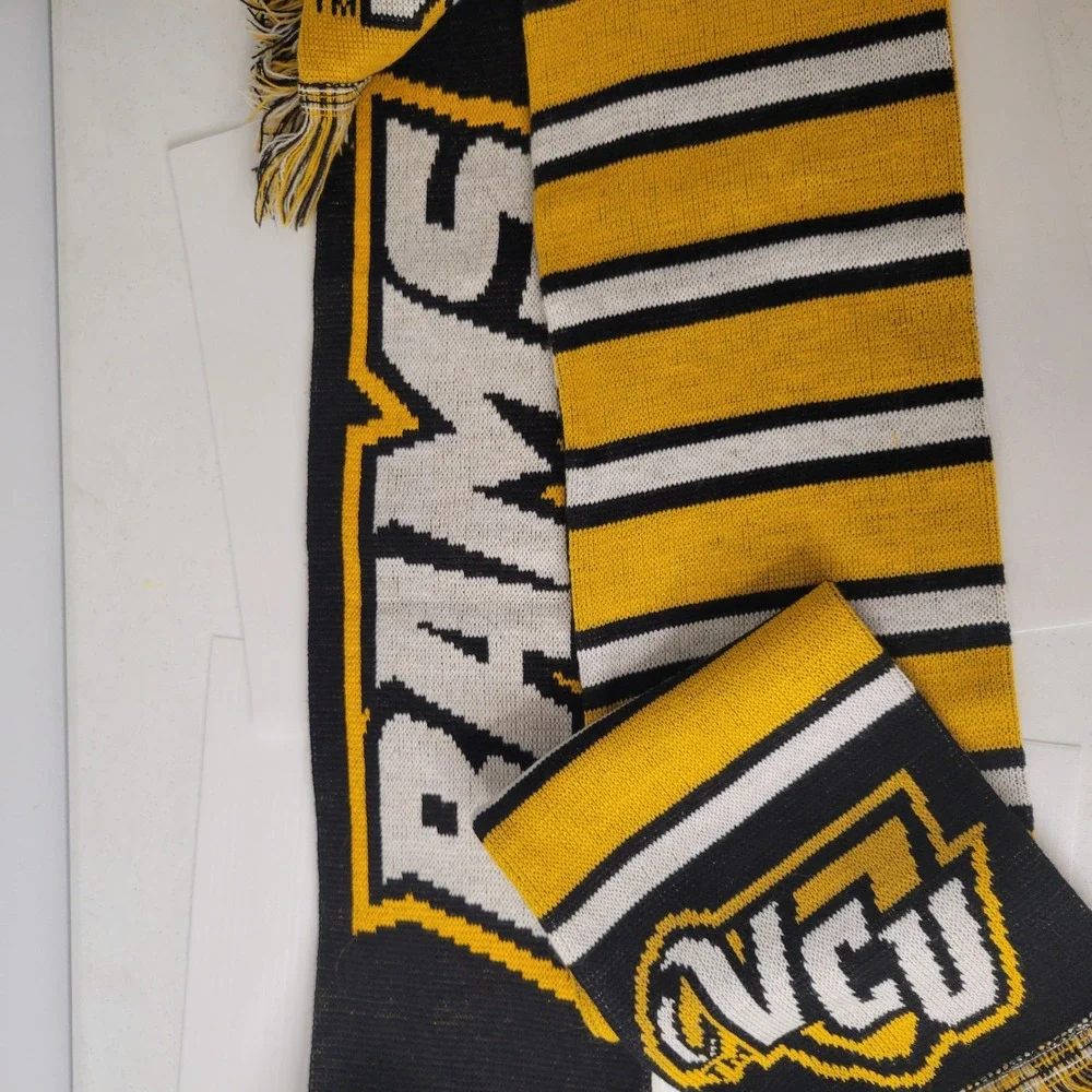 Lot of 2 VCU Rams Knit Scarves Virginia Black Gold NCAA Collegiate Fan Gear