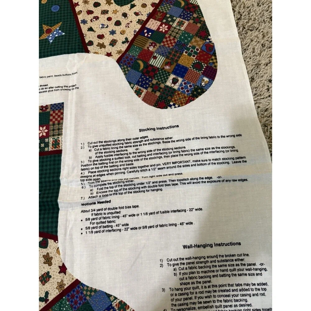 Cranston Homespun Holidays Christmas Cut Sew Fabric Panel Stockings Quilt