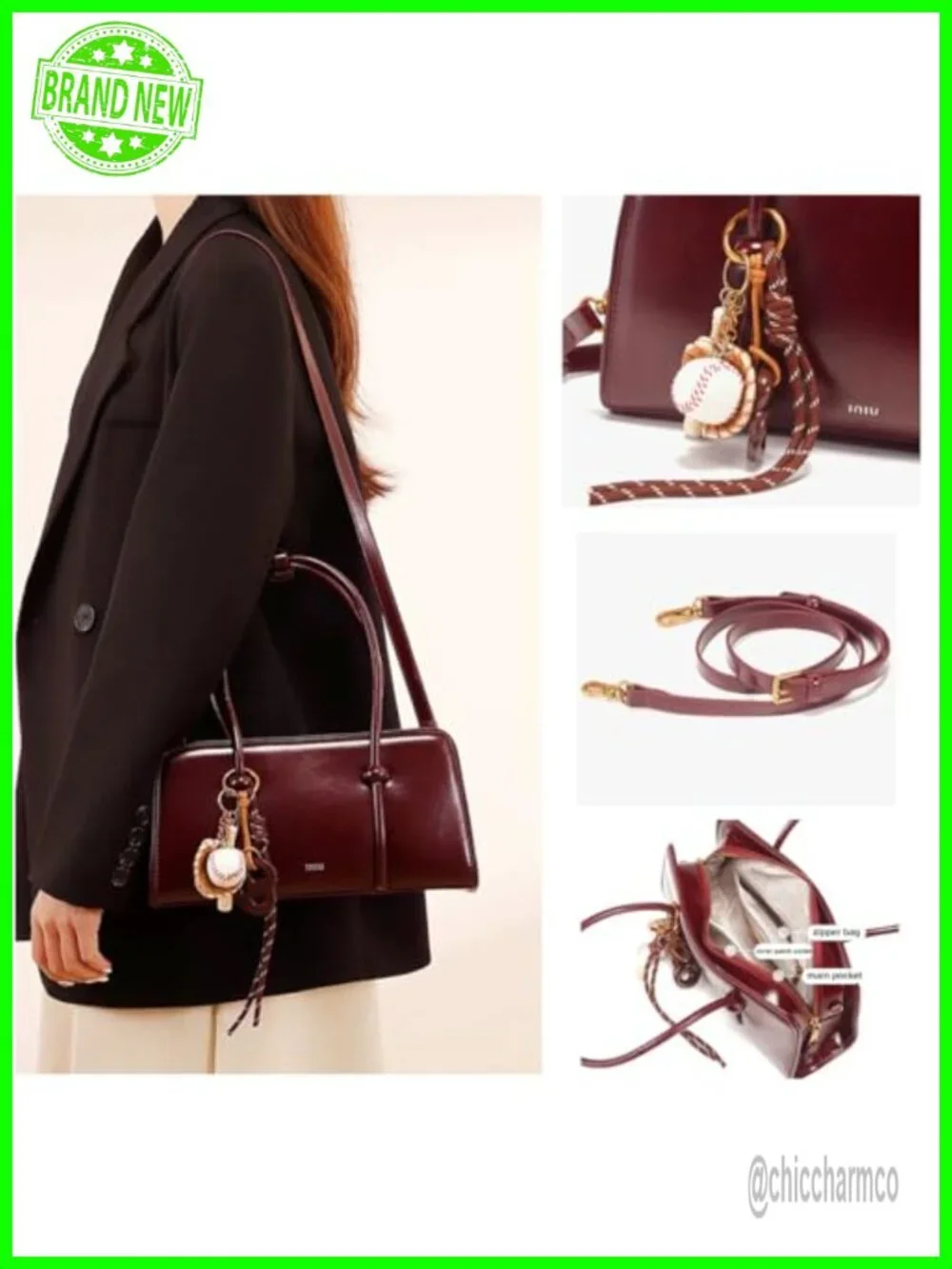 N/A structured burgundy