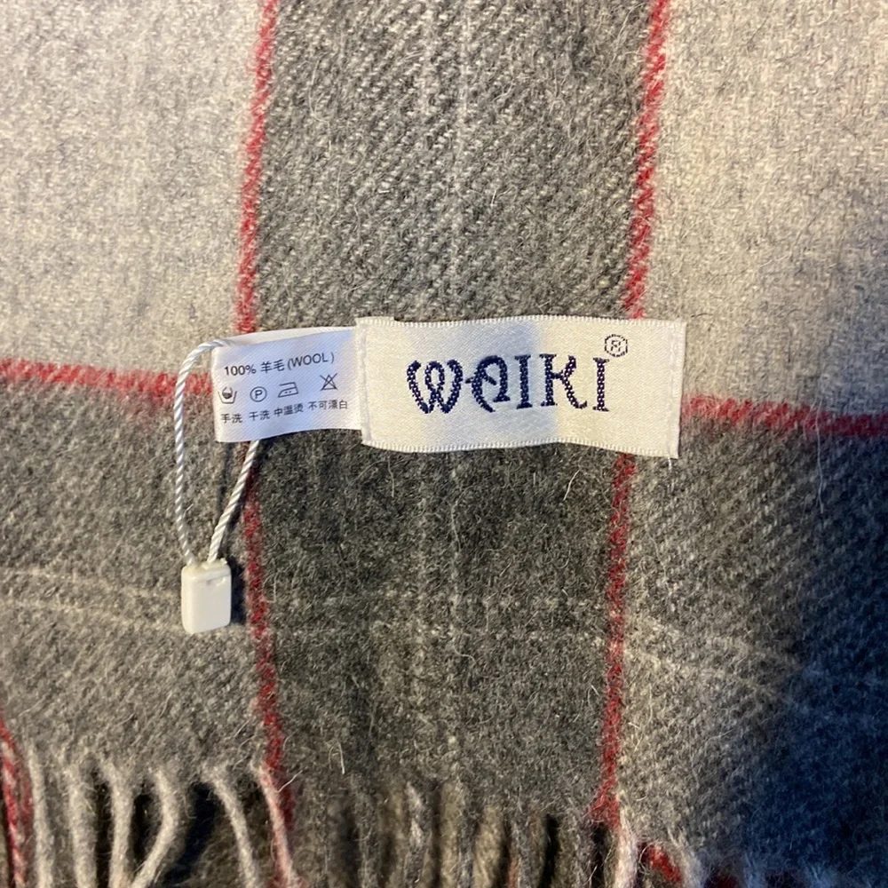 - WAIKI Tassel Detailed Plaid Men's Scarf, New. 100% wool