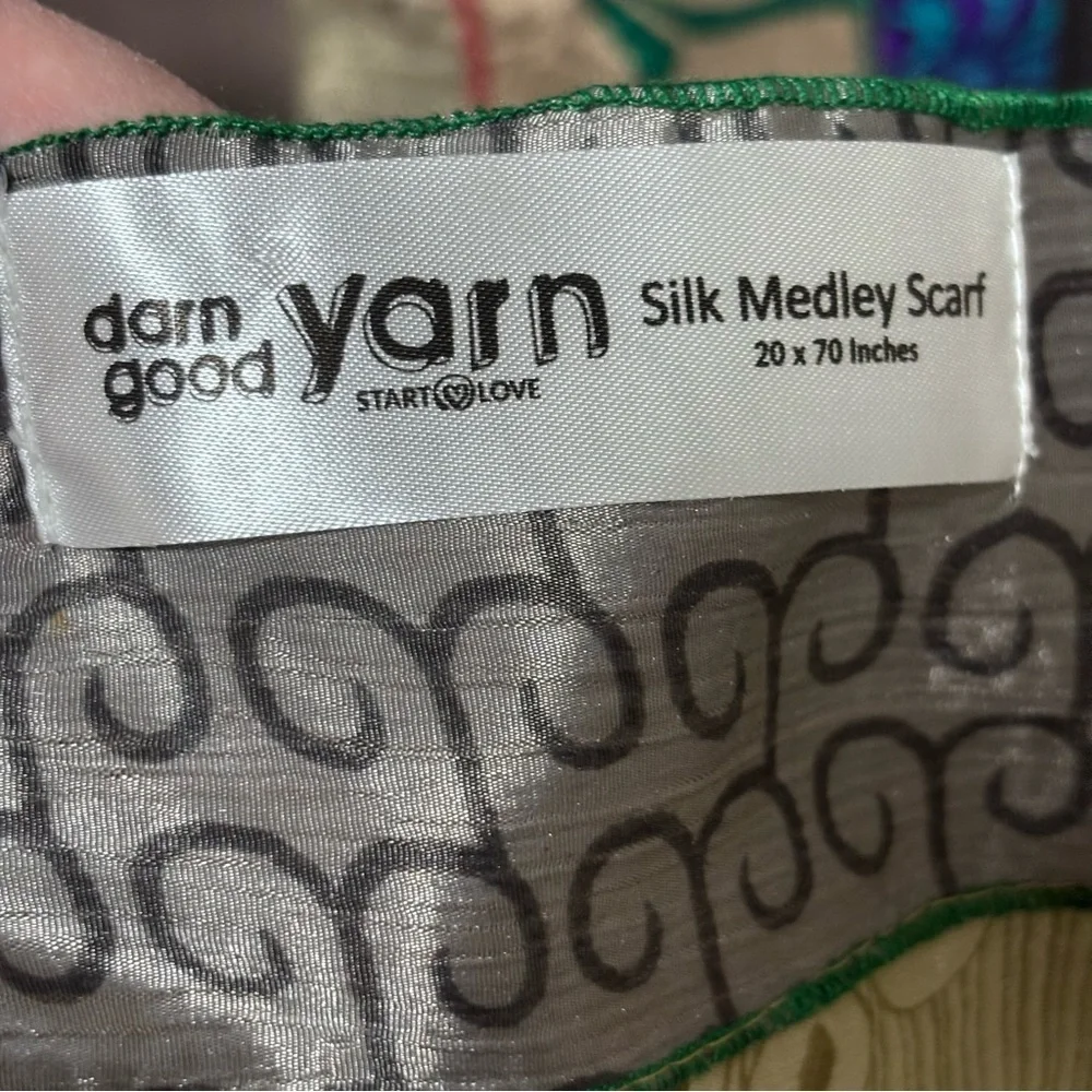 Darn good yarn silk medley sari Colorful Striped Scarf 20” x 70”
