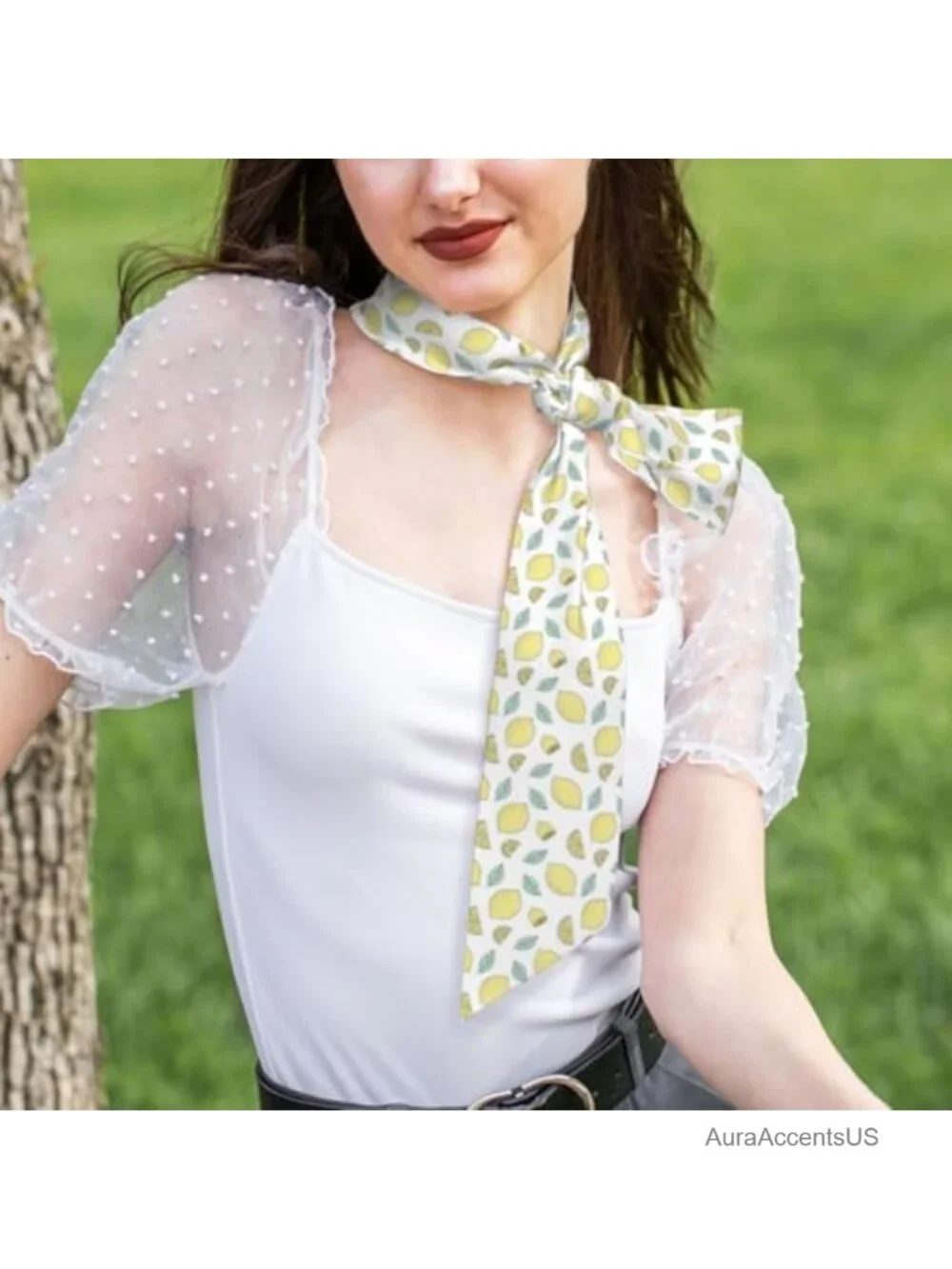 Satin Long Skinny Scarf Headband Neck Kerchief Hair Accessory for Women