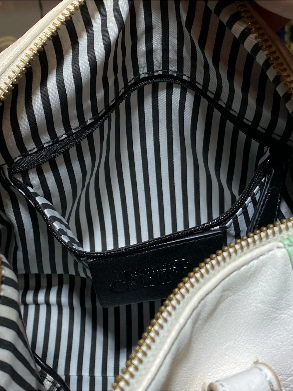 Charming Charlie Mint Green, White & Tan Satchel
