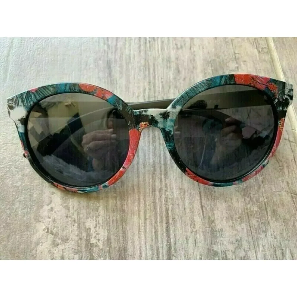 SURGE Sunglasses Beach Summer Oversized Round Fashion Festival Tropical Pattern