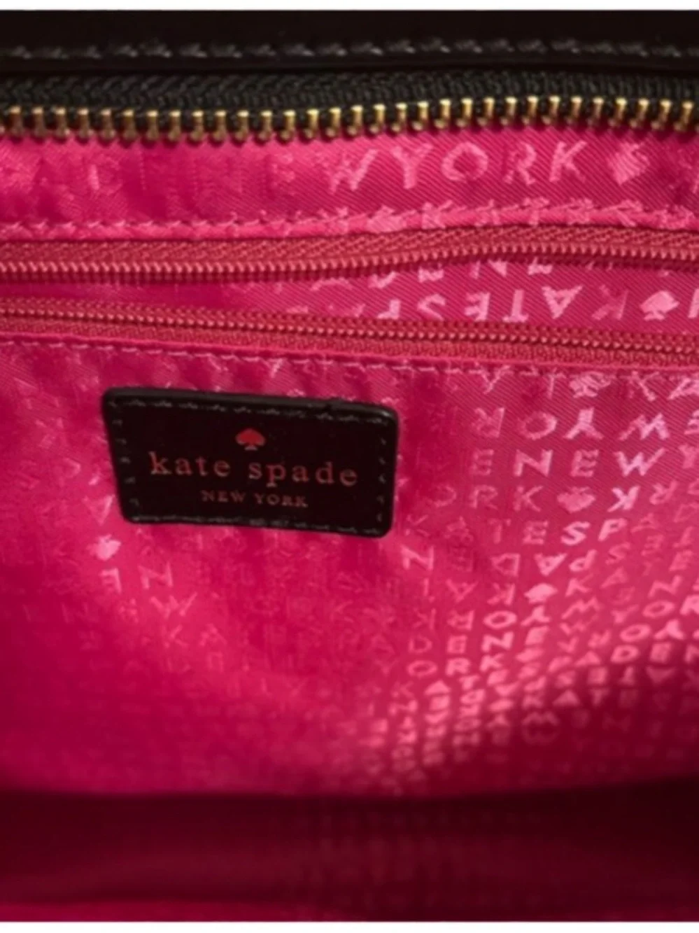 Kate Spade New York Sawyer Street Black Tote with Hot Pink Lining and Bow Accent