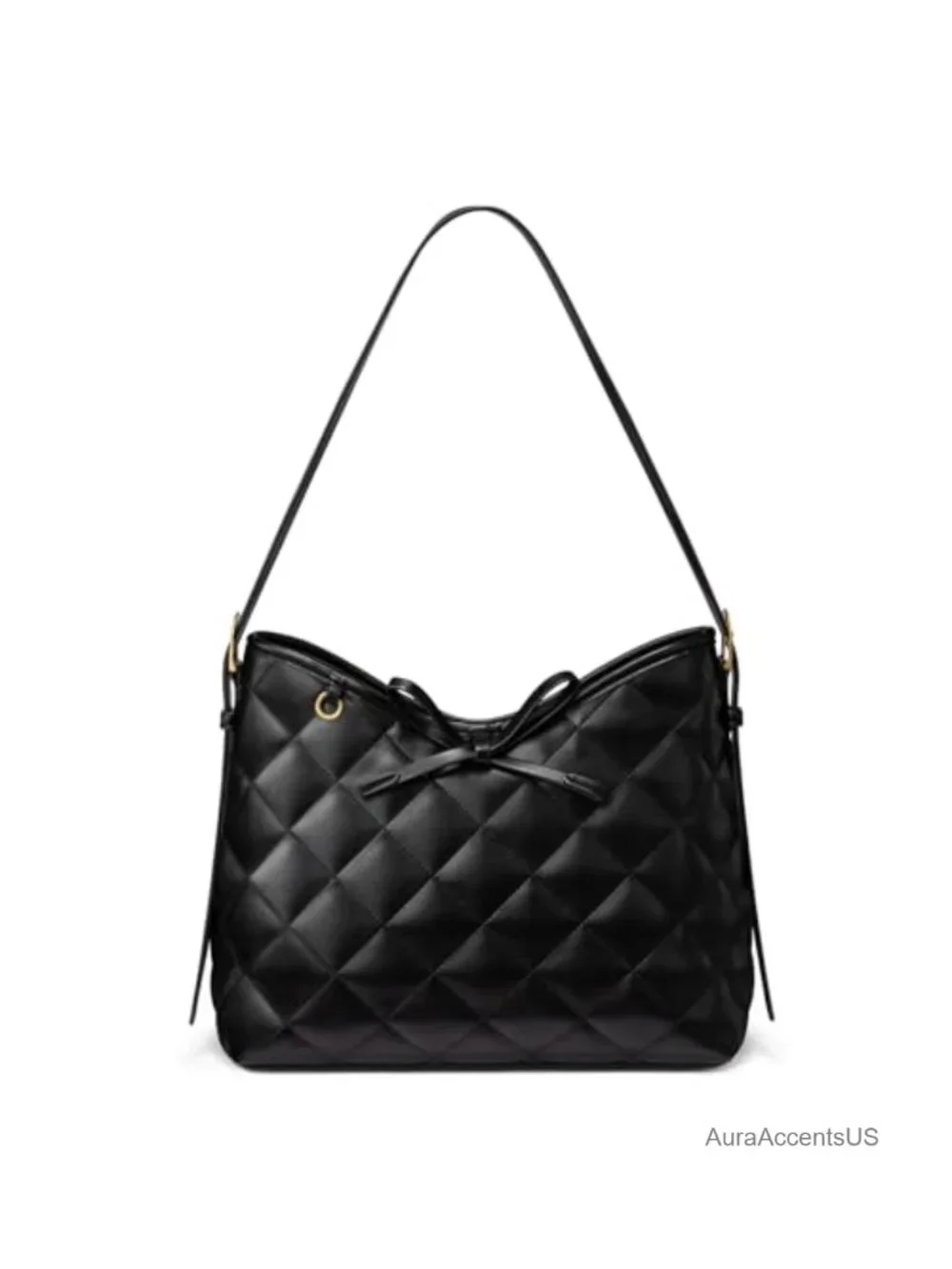 Quilted Hobo Crossbody Bag Faux Leather Women's Shoulder Purse with Cherry