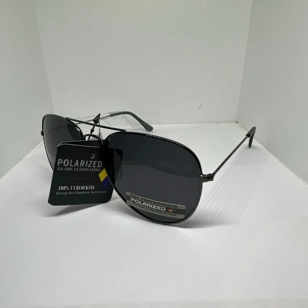 Polarized Aviator Sunglasses Black Metal Frame UV400 Classic Unisex