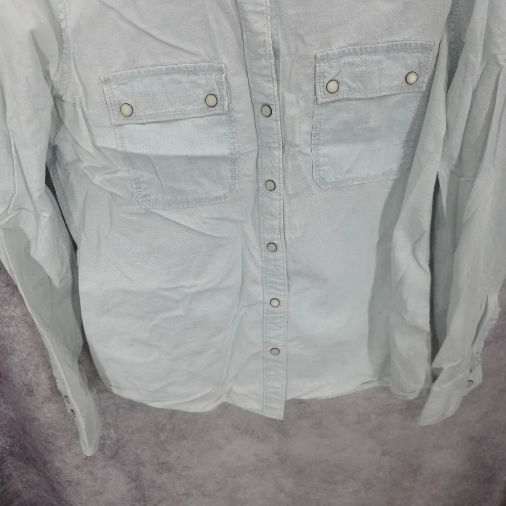 Banana Republic‎ Western Shirt Mens Large White Pearl Snap Cowboy Rodeo Rancher*