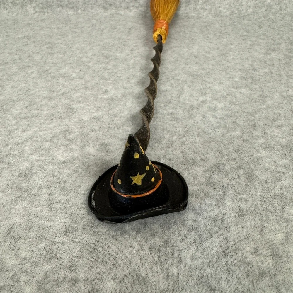 Vintage Midwest of Cannon Falls Halloween Witch Broom Pewter Candle Snuffer Rare