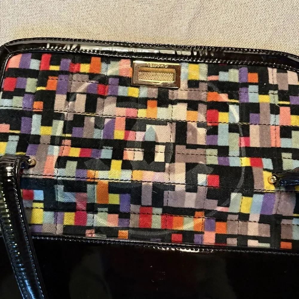 CHANEL Multicolor Mademoiselle Velvet Shoulder Bag, Patent Trim & CC Turn-Lock