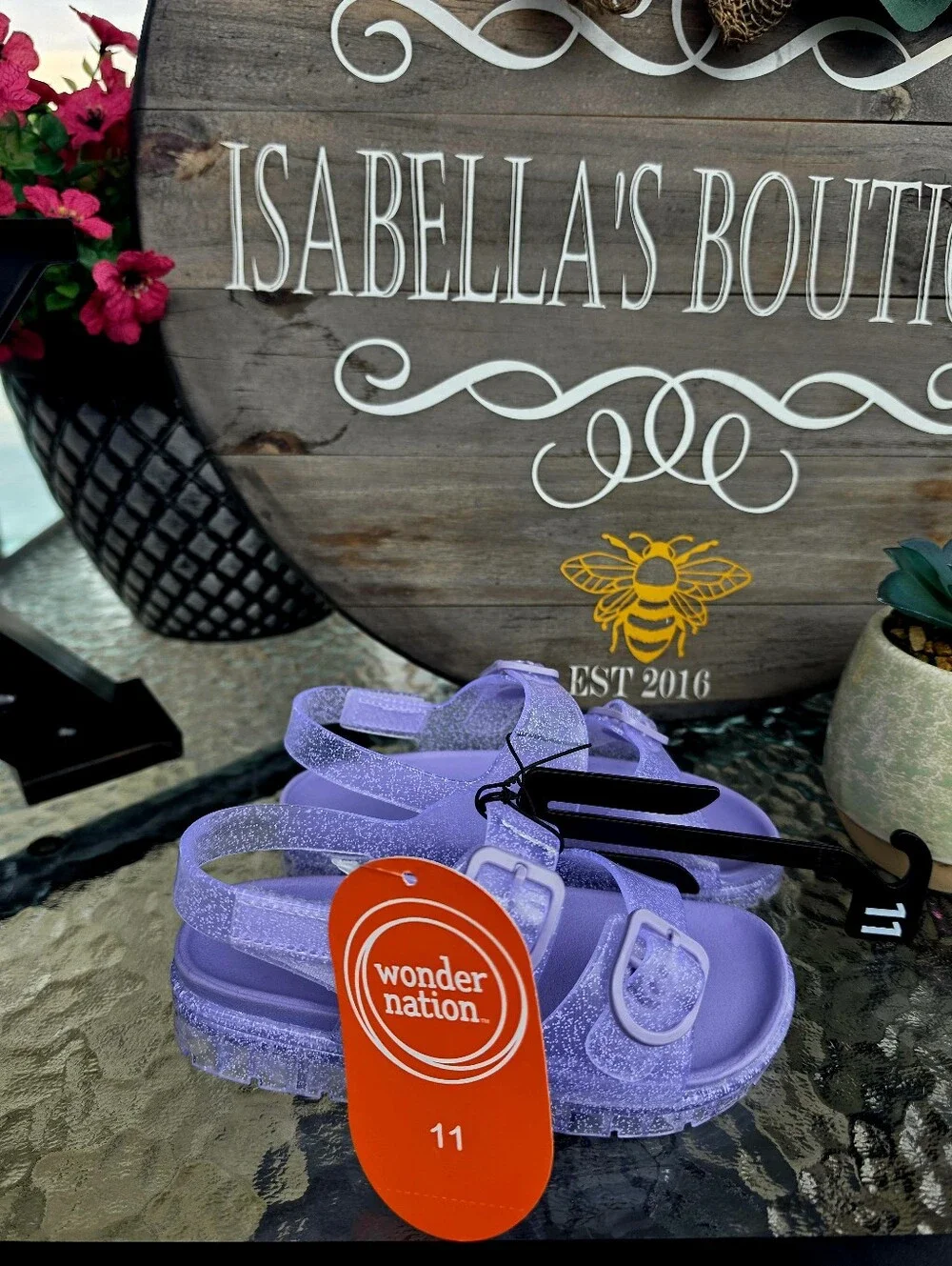 Wonder Nation Girls Two Buckle Jelly Sandals