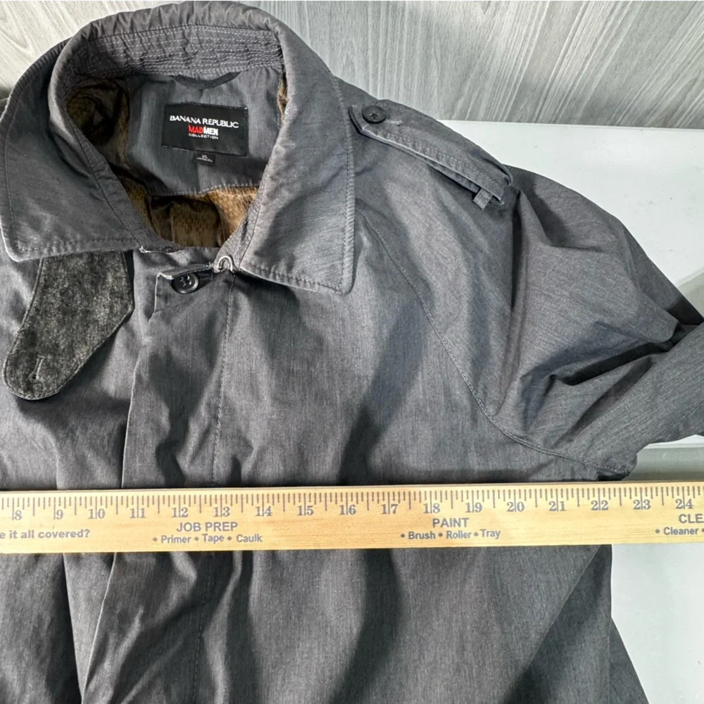 Banana Republic‎ Mad Men Collection Gray Trench Coat Water Resistant Gray Sz XL