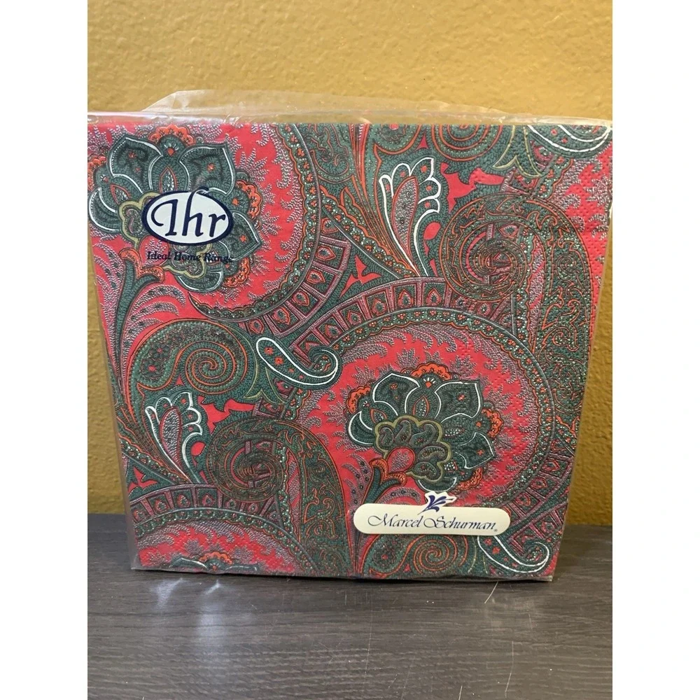 Vintage Hallmark Beverage Size‎ & IHR Lunch Napkins Floral Red Colorful Set