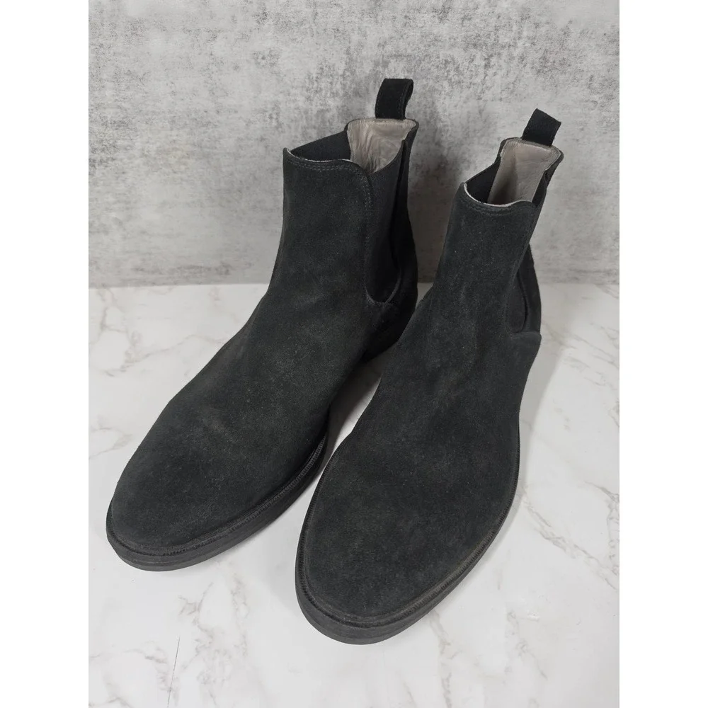 AllSaints Mens Creed Suede Chelsea Ankle Boots 13 Black Pull On MF558Z Portugal