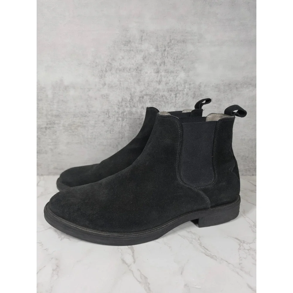 AllSaints Mens Creed Suede Chelsea Ankle Boots 13 Black Pull On MF558Z Portugal