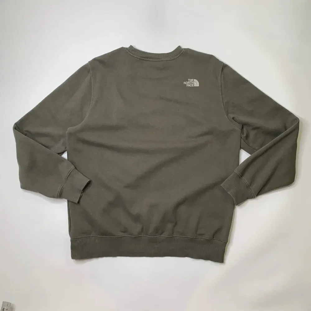 The North Face Sweatshirt Mens L Large Moss Green Mountain Graphic Fleece Lined
