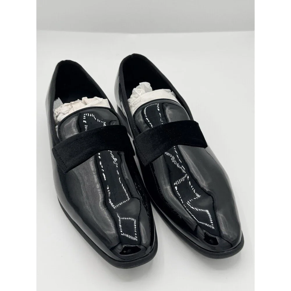 Alfani Shoes Mens Size 10.5‎ Black Patent WESTFIELDDP Slip On Dress Loafers
