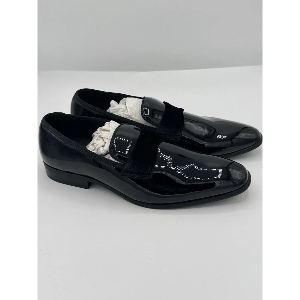 Alfani Shoes Mens Size 10.5‎ Black Patent WESTFIELDDP Slip On Dress Loafers