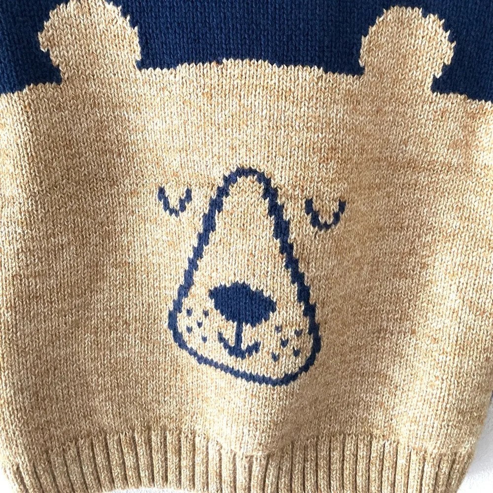 Baby Gap Brown Bear Navy Sweater Size 6-12 Months