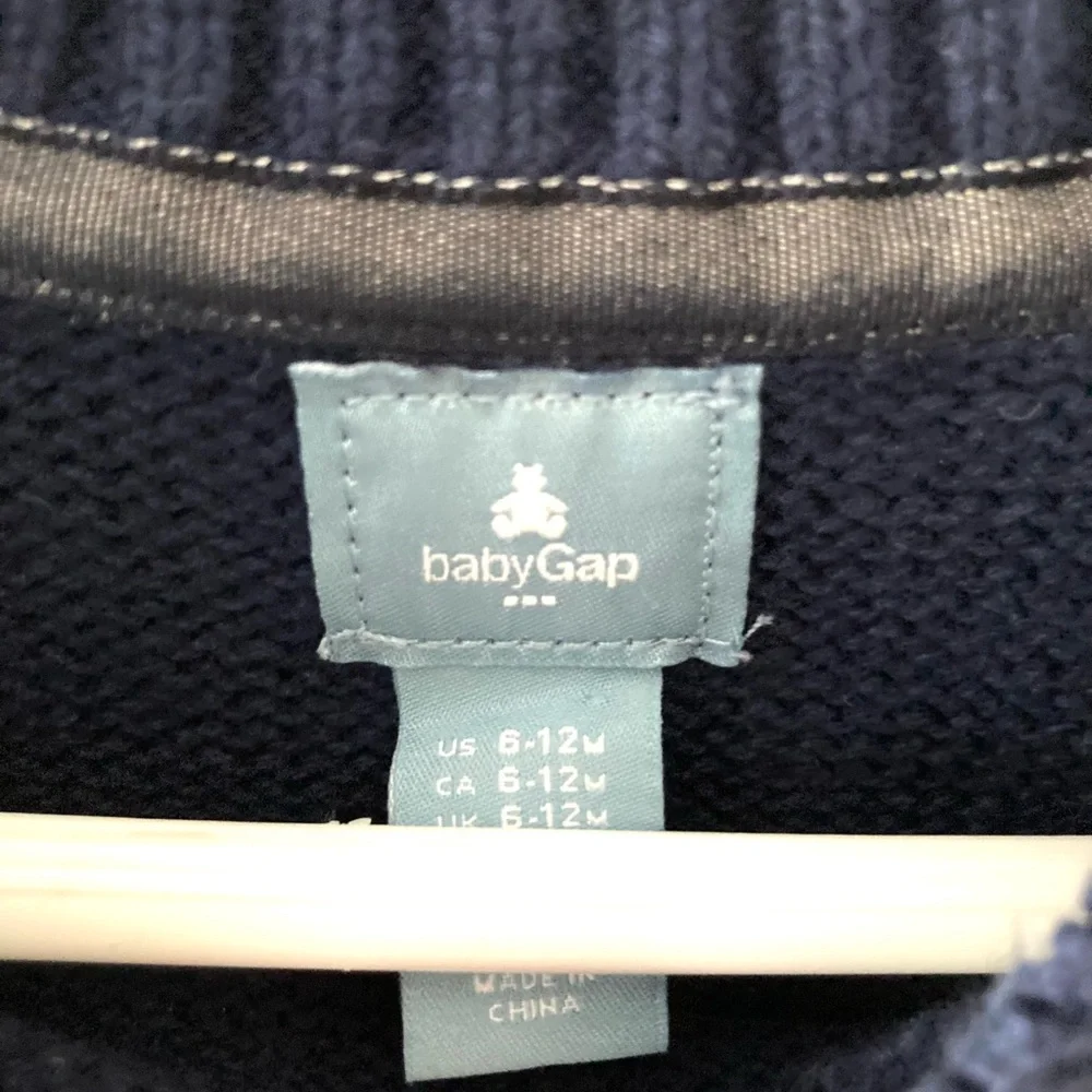 Baby Gap Brown Bear Navy Sweater Size 6-12 Months