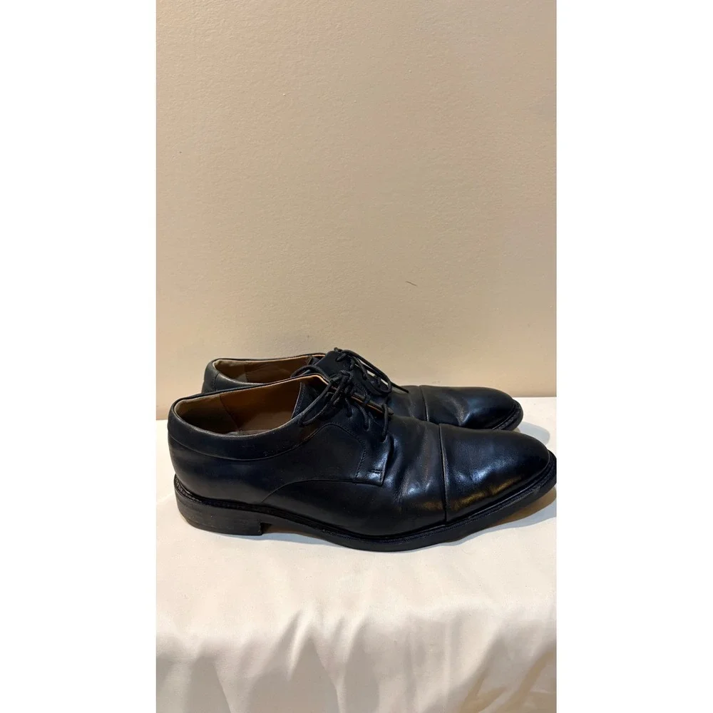 Cole Haan Mens Black Leather Cap‎ Toe Derby Dress Shoes Grand.OS C20155 Sz 9.5 M