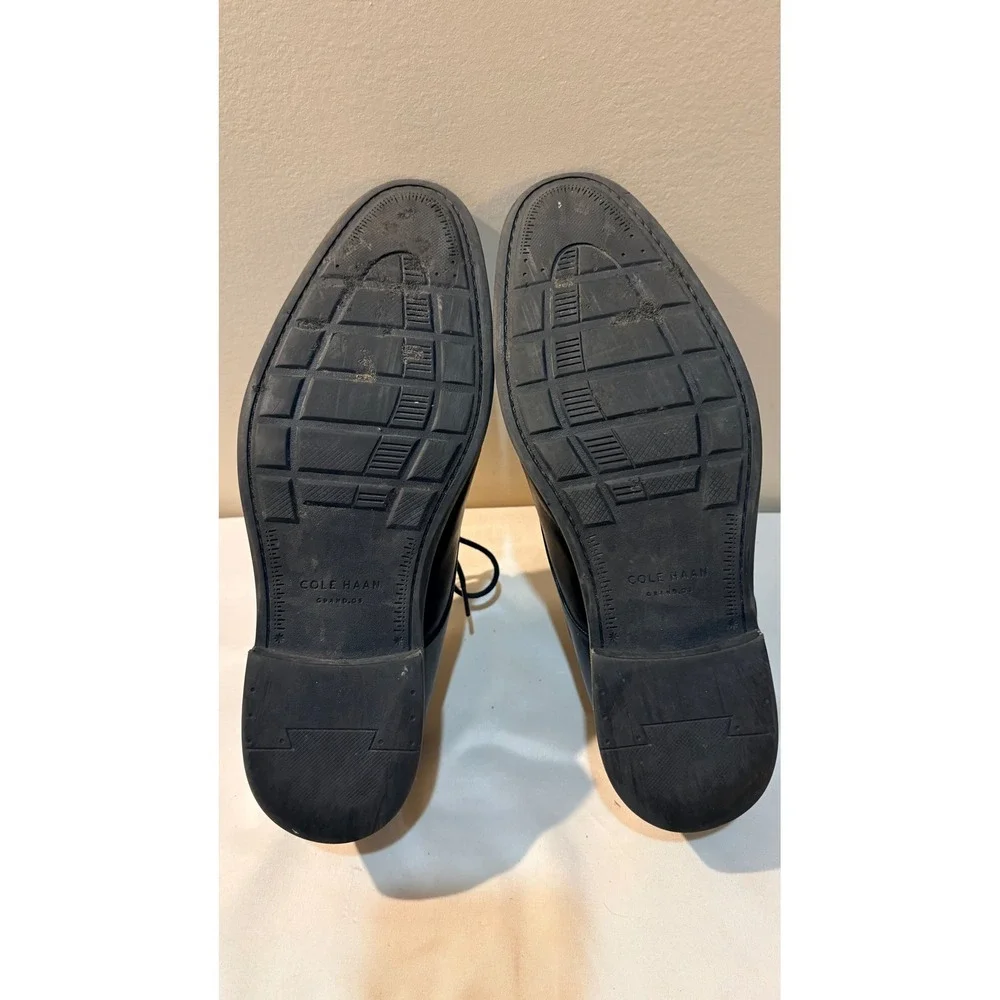 Cole Haan Mens Black Leather Cap‎ Toe Derby Dress Shoes Grand.OS C20155 Sz 9.5 M