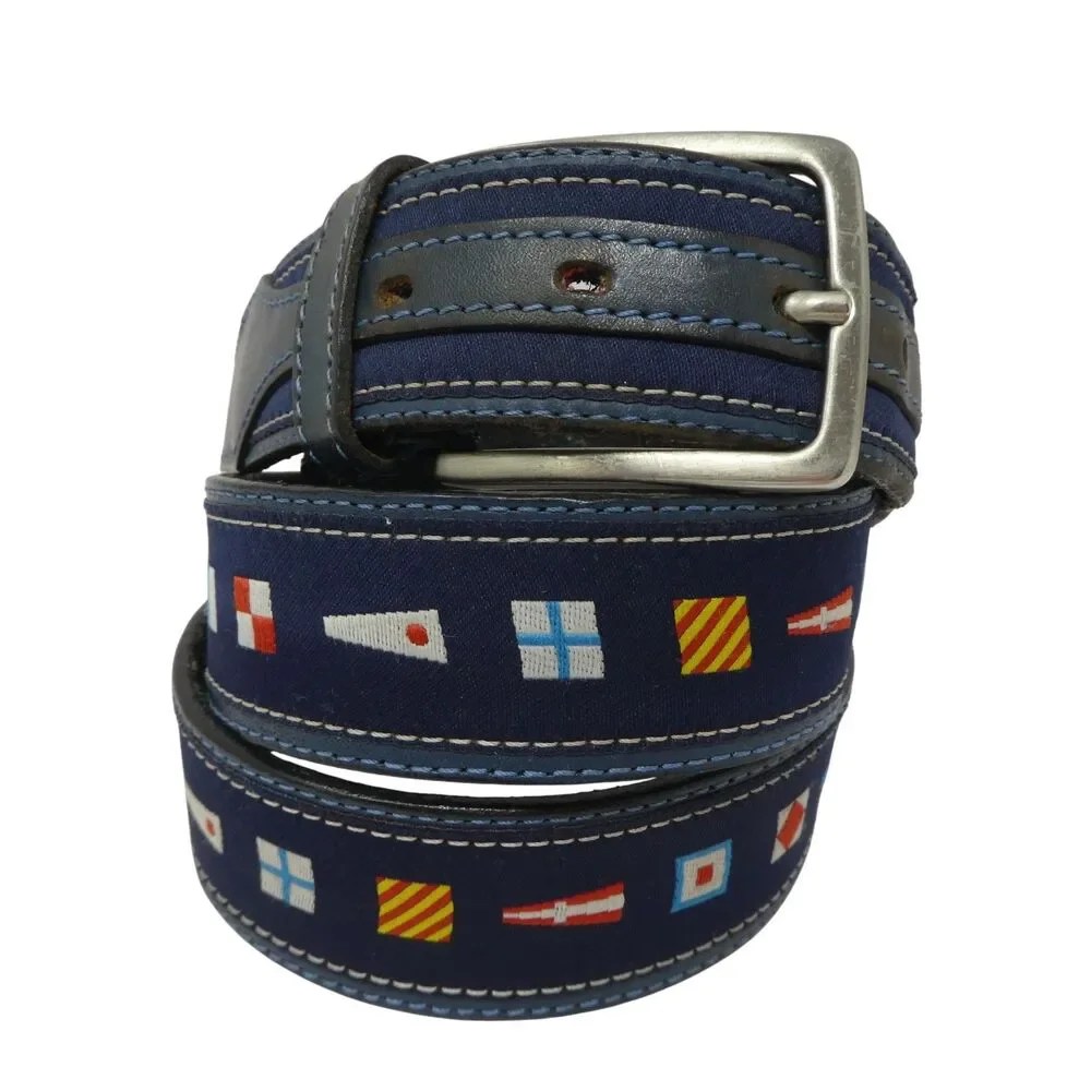 Valentino VIP Blue Nautical Code Flag Belt Mens 42‎