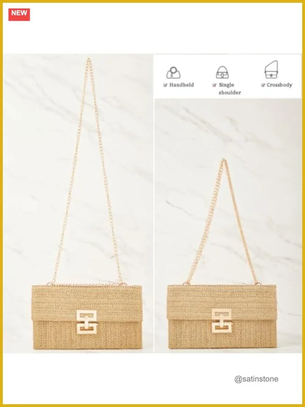 Elegant Woven Straw Clutch Shoulder Bag Summer Beach Crossbody Handbag