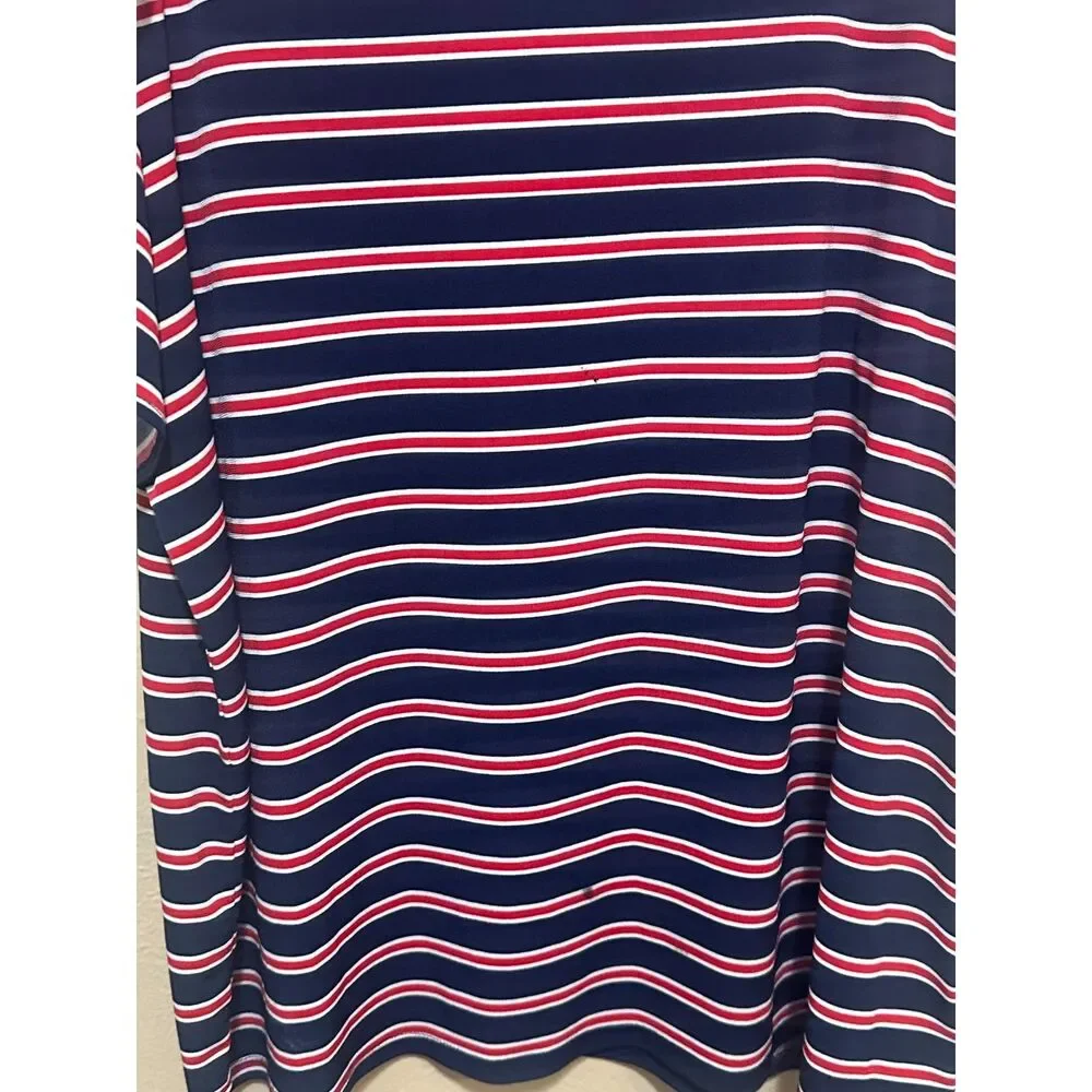 Michael Kors Navy Red Striped Puff‎ Sleeve Top Women’s XL Stretchy Casual