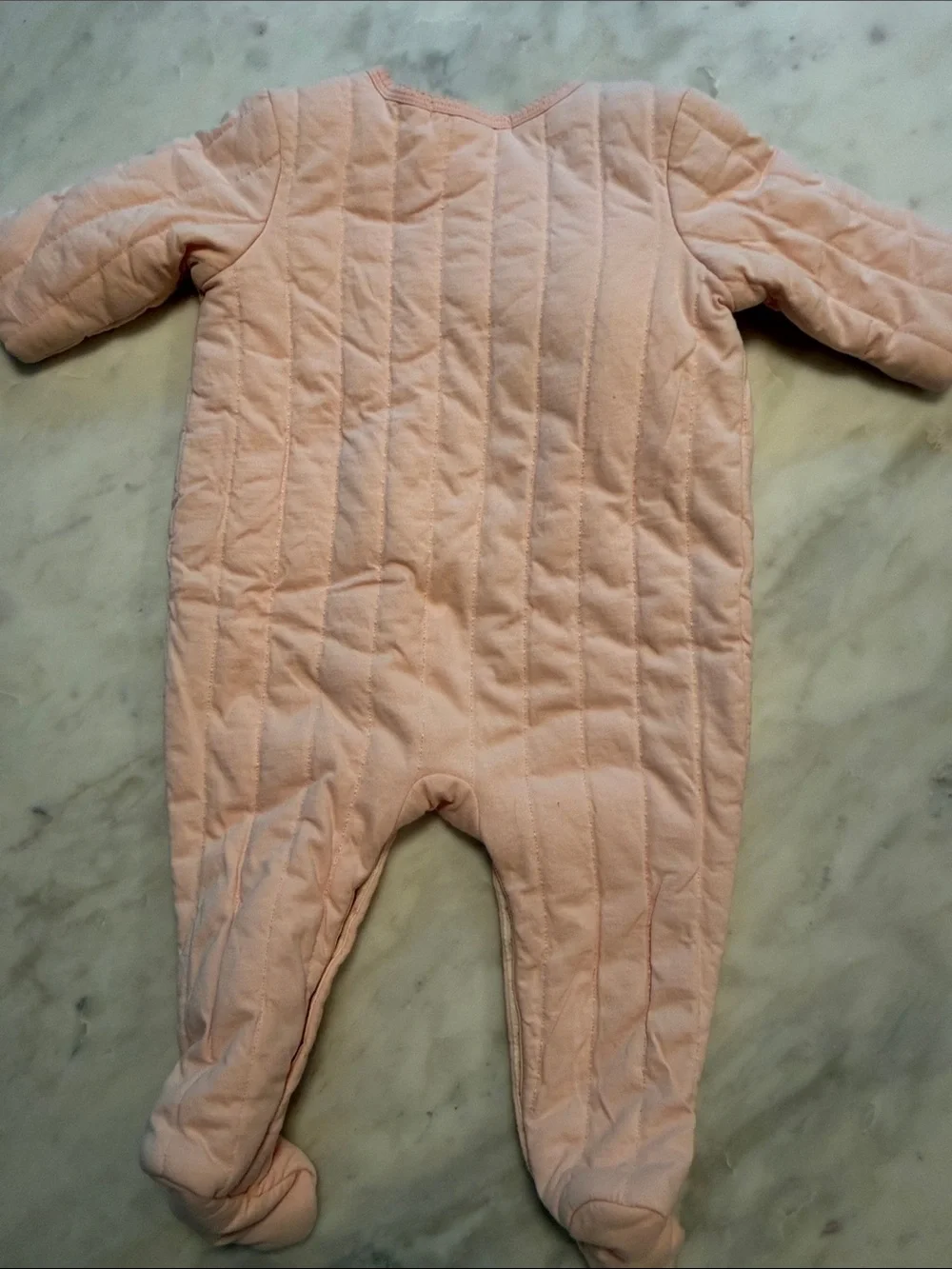 Janie & Jack Baby Quilted One-Piece Footed Romper - Light Peach