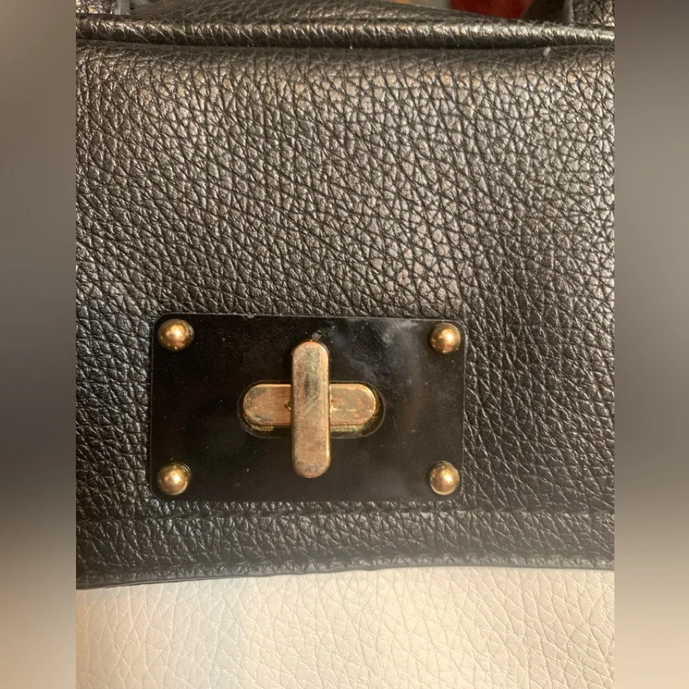 Merona Black & White Faux Leather Satchel