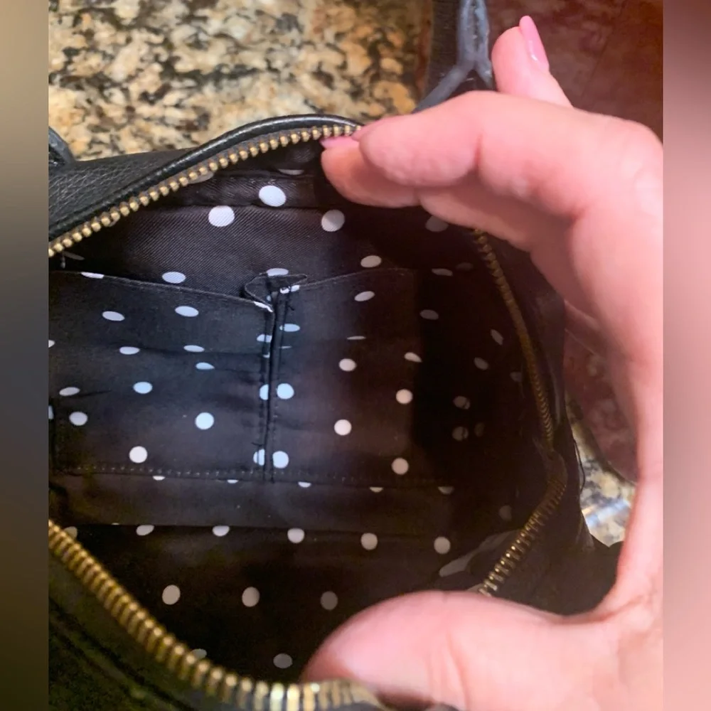 Merona Black & White Faux Leather Satchel