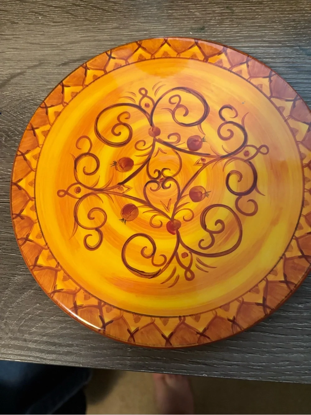 Pier 1 Hand-Painted Yellow and Orange Decorative trivet