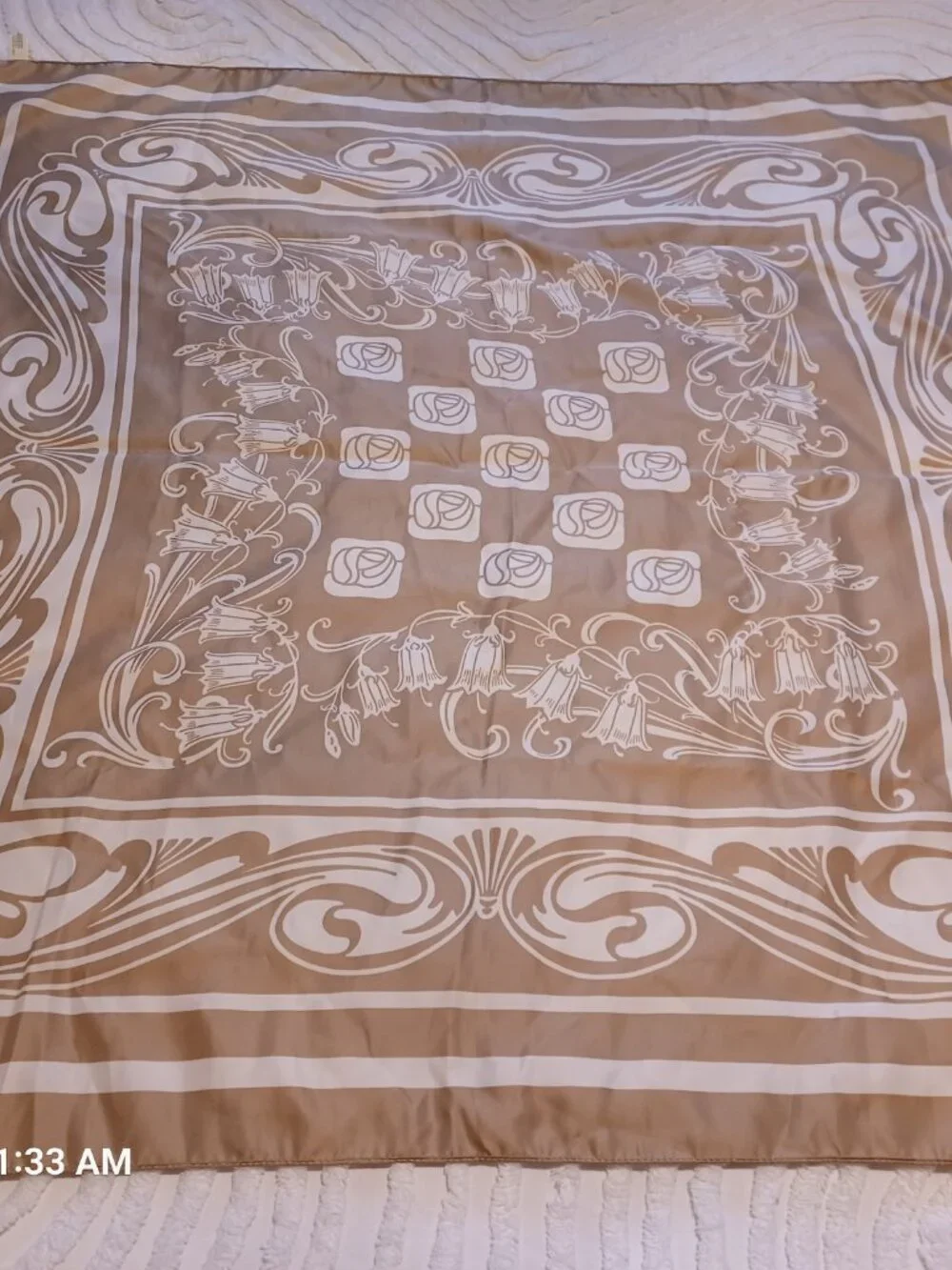 Women's Large Made in Italy Silky Scarf Cream and Beige