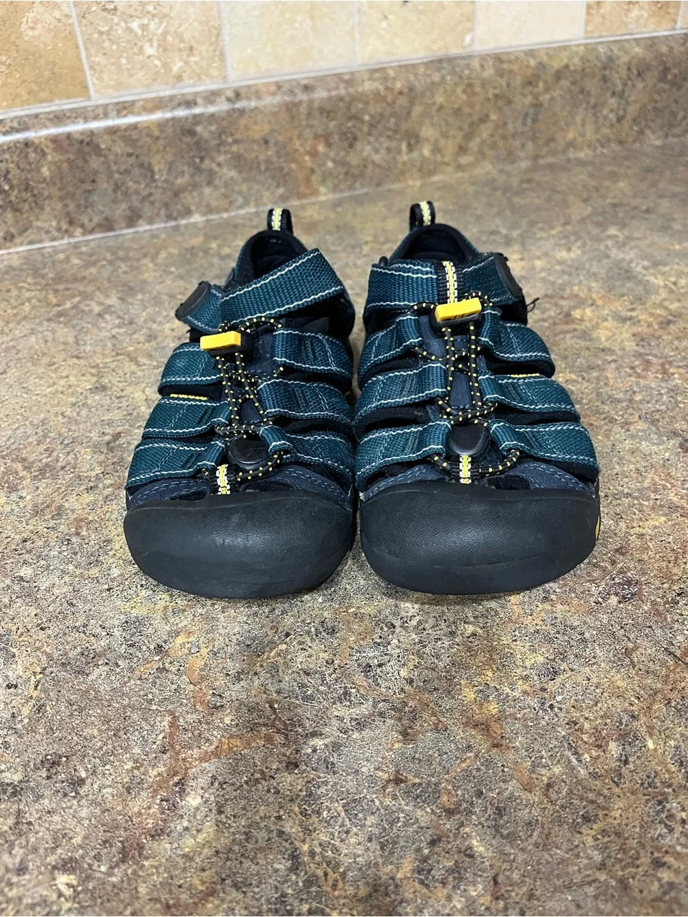 KEEN Newport H2 Little Kids Size 12 Navy Blue Yellow Waterproof Hiking Sandals