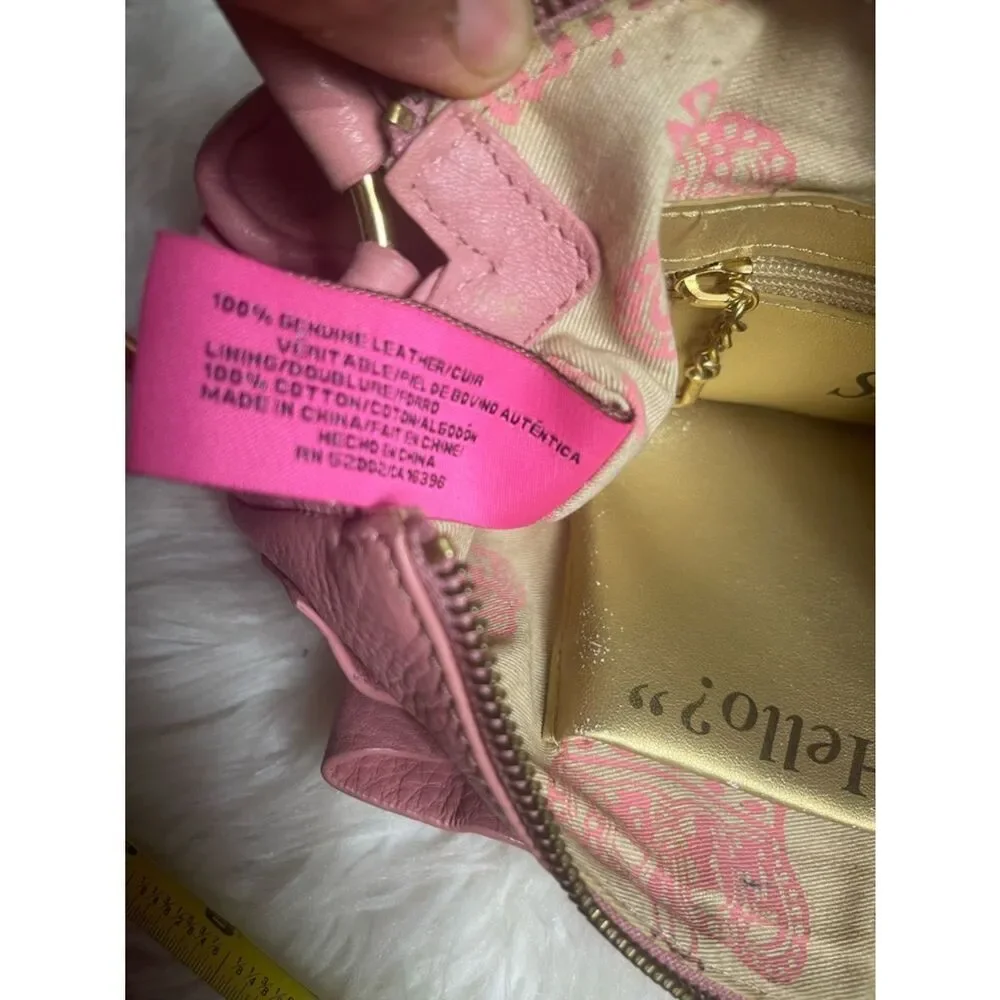 Vintage Juicy Couture leather Pink Satchel Bag with Gold Accents & Hardwares