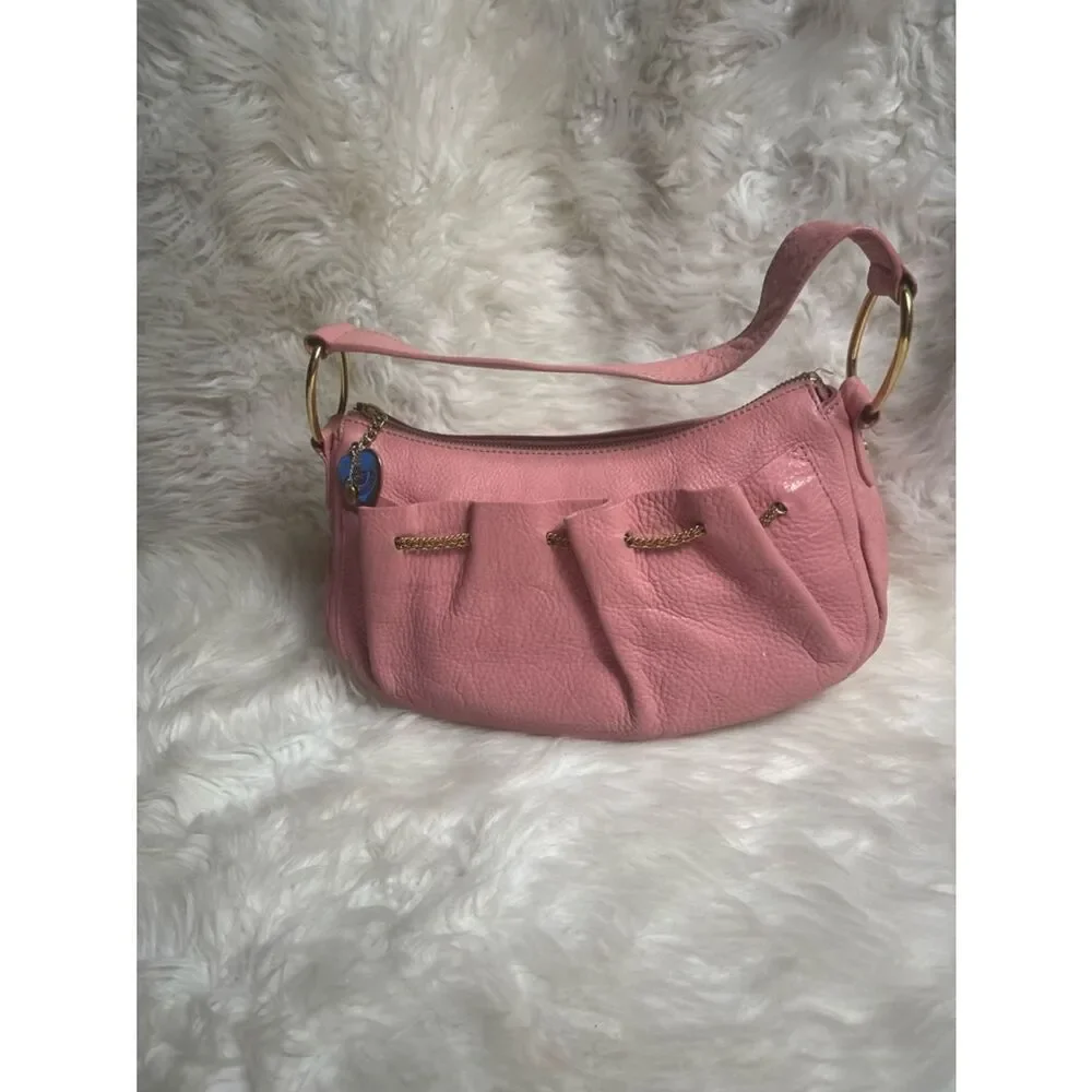 Vintage Juicy Couture leather Pink Satchel Bag with Gold Accents & Hardwares