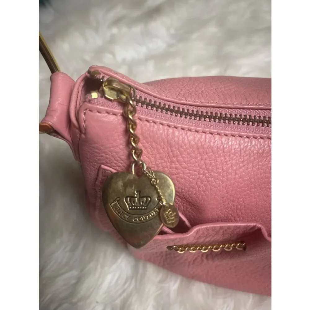 Vintage Juicy Couture leather Pink Satchel Bag with Gold Accents & Hardwares