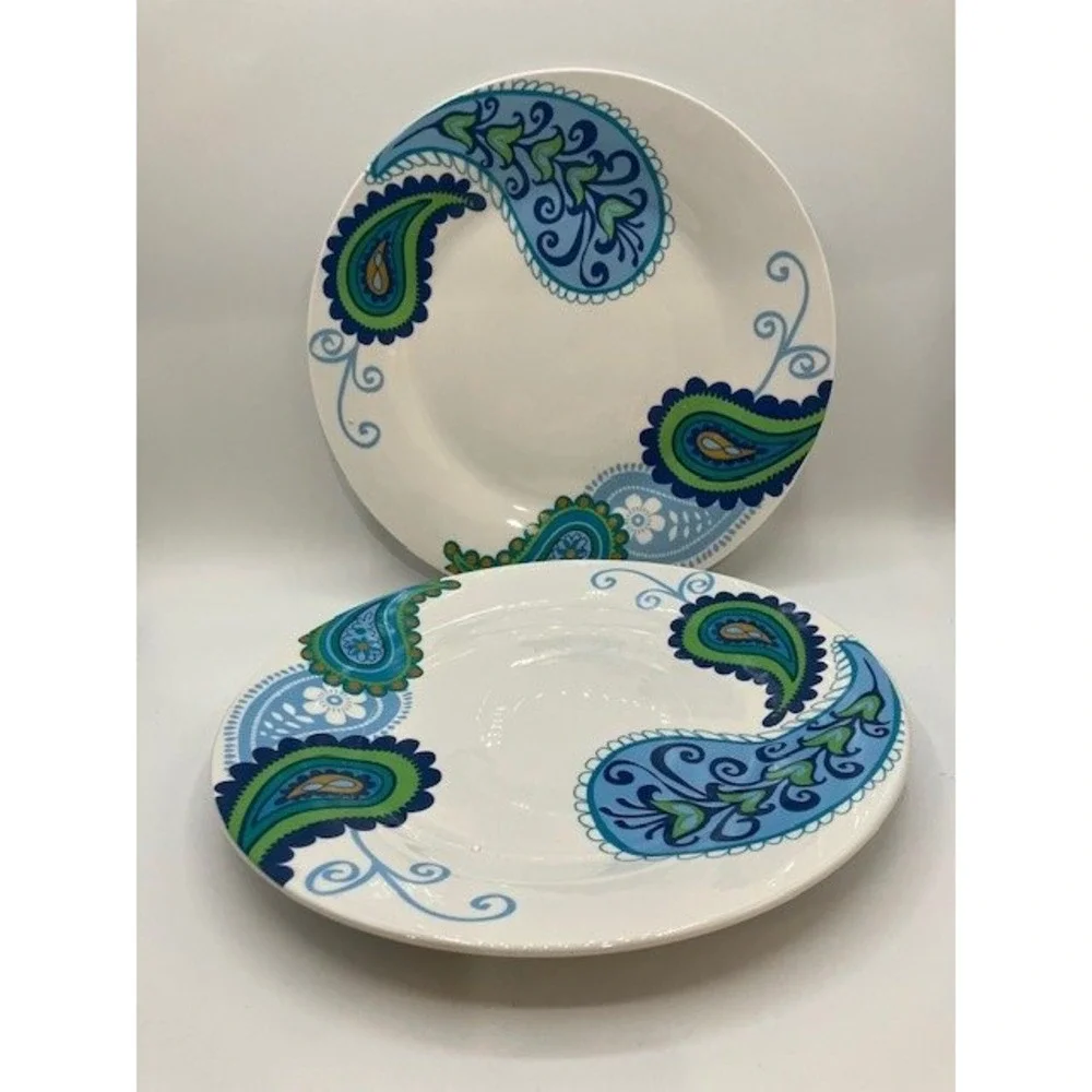 Royal Norfolk‎ Set of 2 Dinner Plates, Paisley Design 10.5