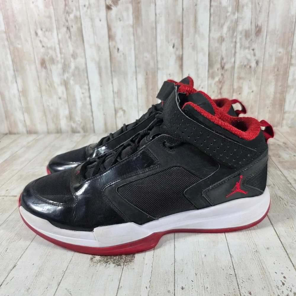 Jordan BMo Mens‎ Black Gym Red White Basketball Shoes 454043-004 Size 12