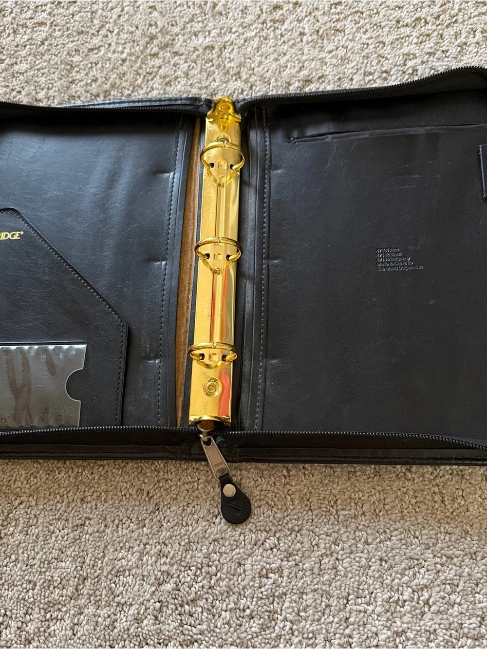 Cambridge Black Leather Organizer Cards Paper Three Gold 1