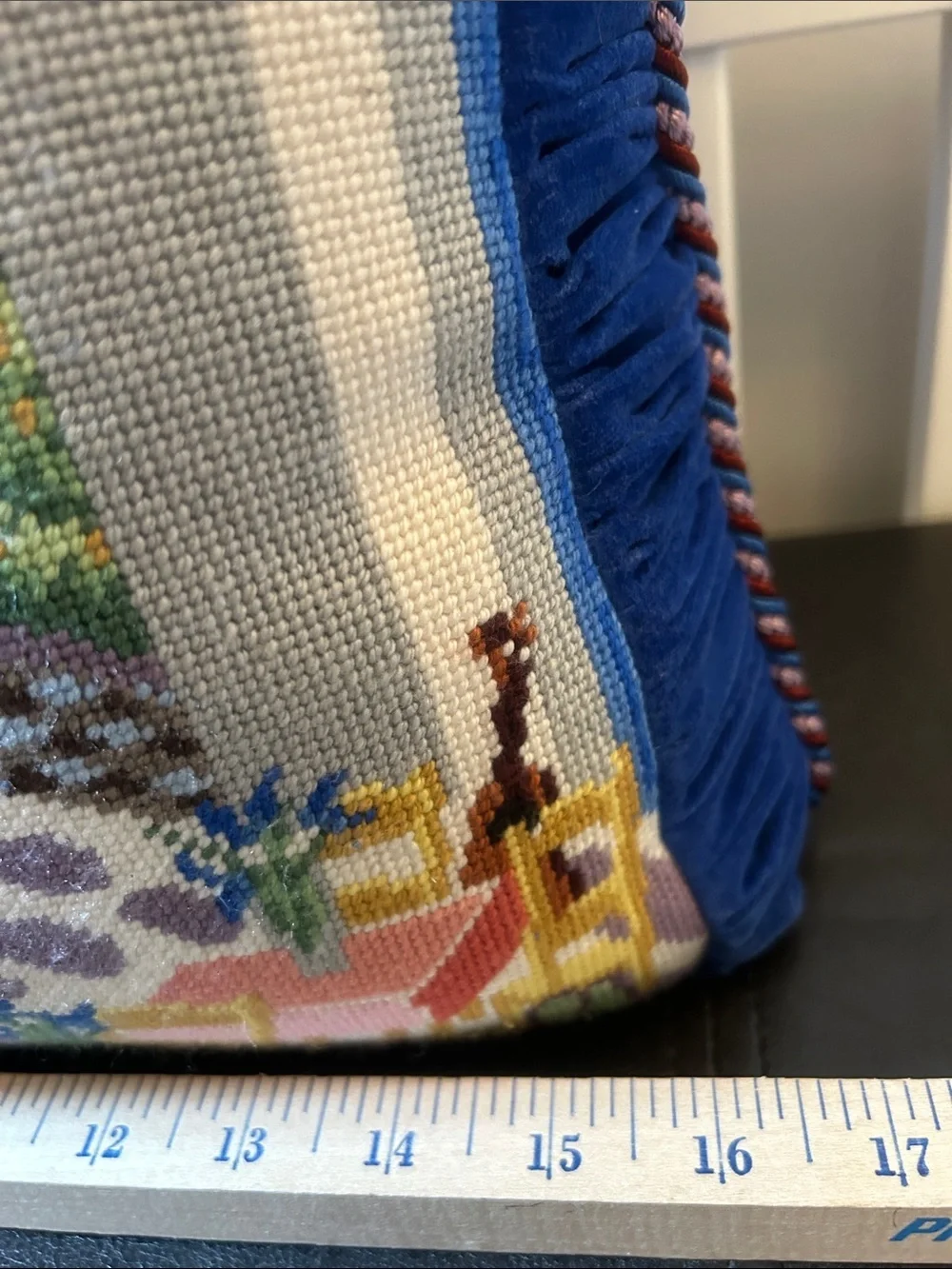 Needlepoint tapestry pillow approximate size