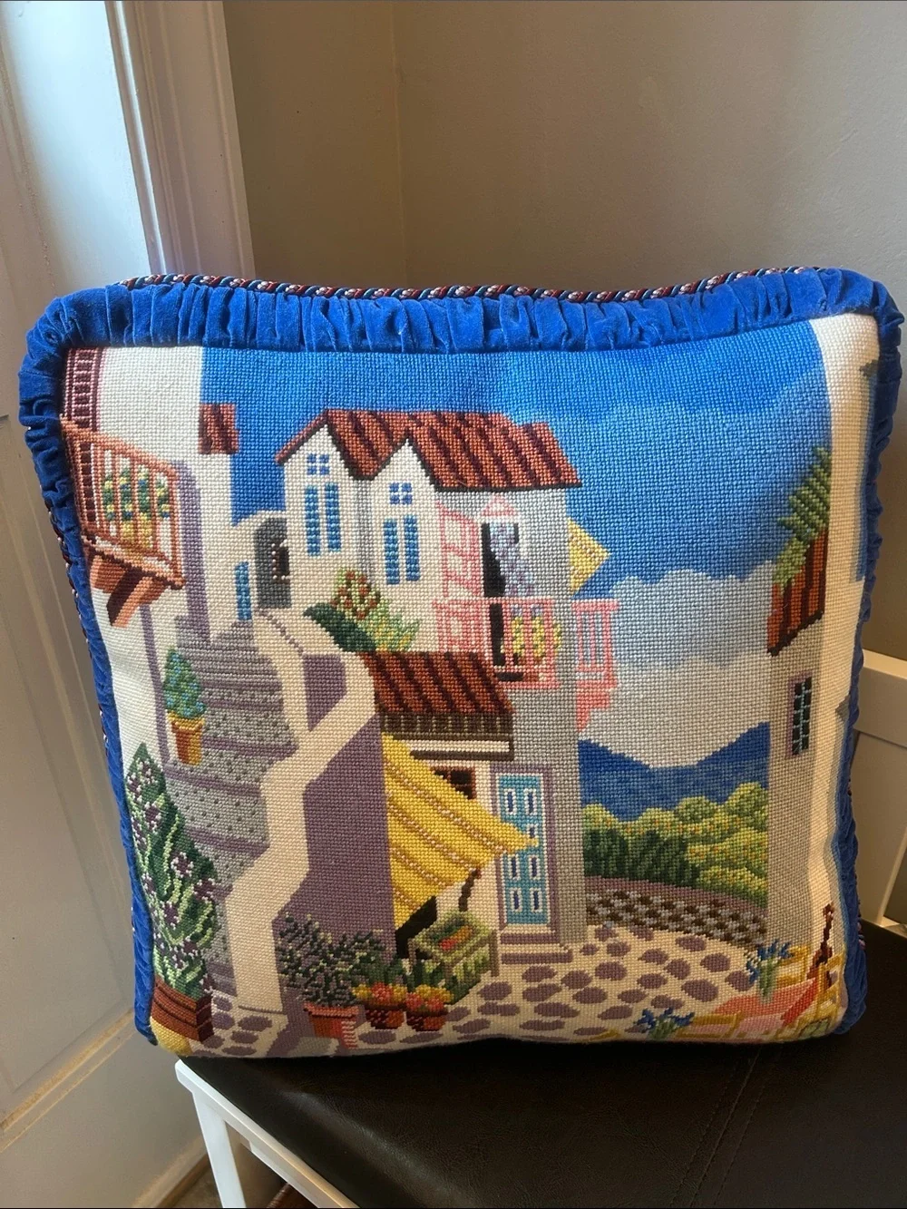 Needlepoint tapestry pillow approximate size