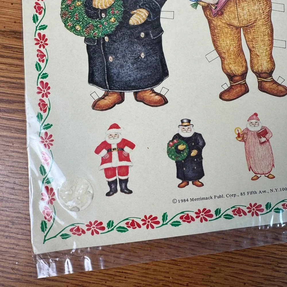 1984 Santa Costume Sheet Embossed Cut Out Vintage Christmas Craft‎ Paper Doll