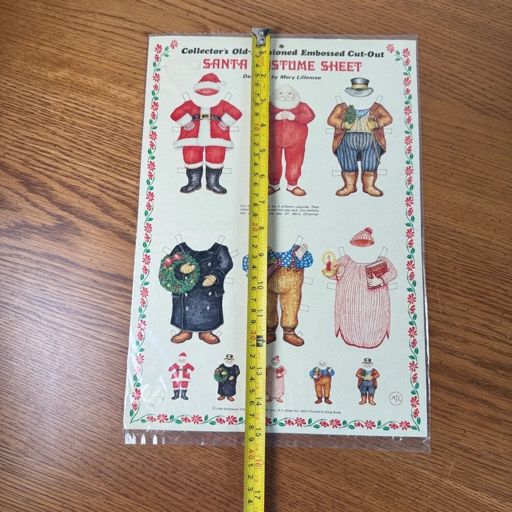 1984 Santa Costume Sheet Embossed Cut Out Vintage Christmas Craft‎ Paper Doll